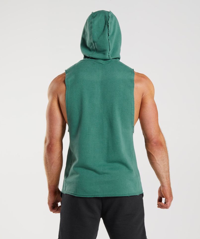 Men's Gymshark Legacy Drop Arm Hoodie Green | CA 05368D